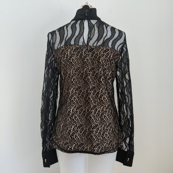 PRABAL GURUNG Mock Neck Feather Lace Blouse 2 - Picture 5 of 13